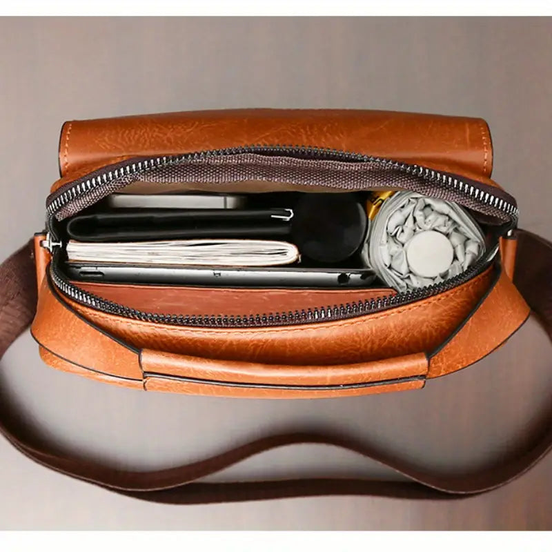 Classic PU Leather Business Crossbody Handbag