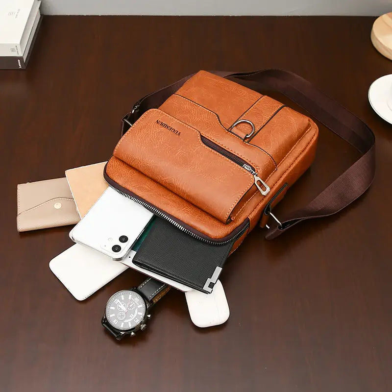 Classic PU Leather Business Crossbody Handbag
