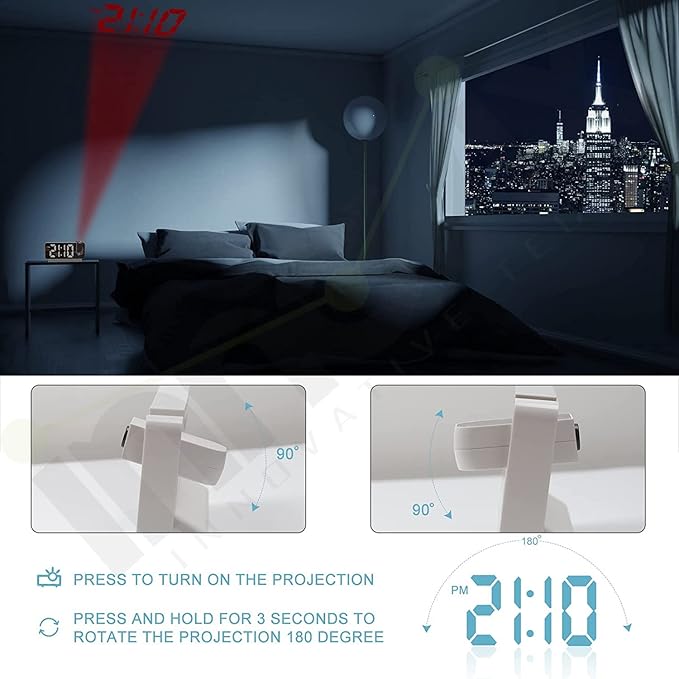 Projection Alarm Clock with Digital Mirror Display