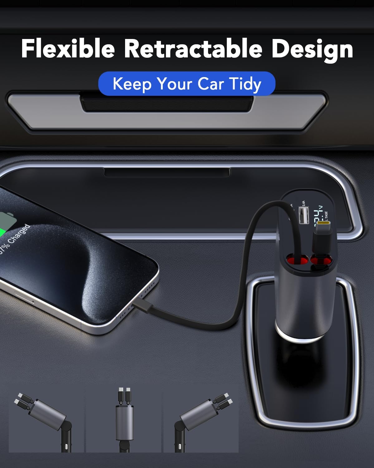 4-in-1 Retractable Phone Car Charger