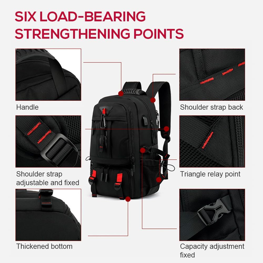 Large Outdoor Travel Backpack with USB Port and Shoe Compartment – Perfect for Hiking, Camping, Trekking, and Mountaineering