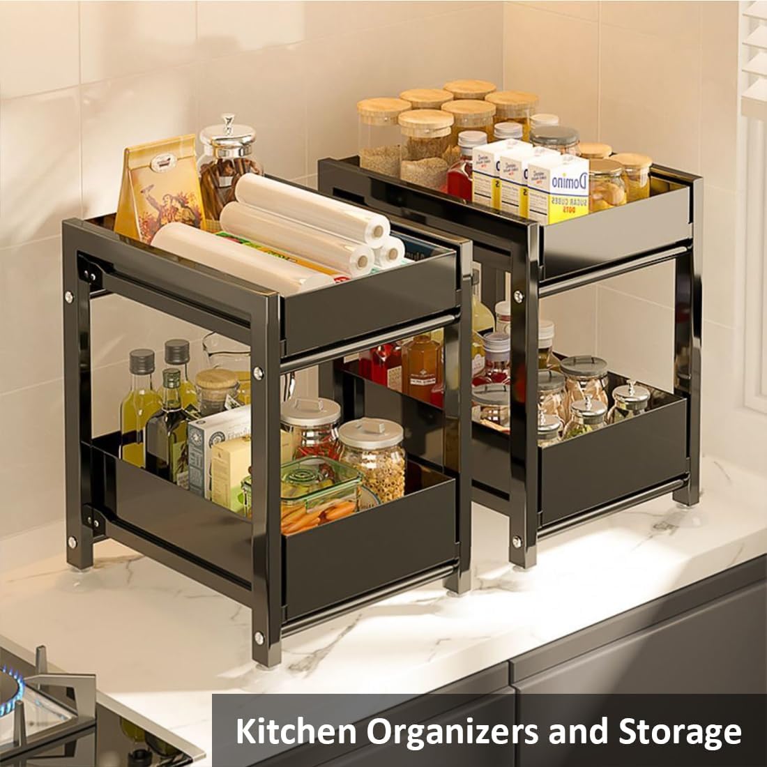 Easy Pull-Out Storage Rack For Kitchen