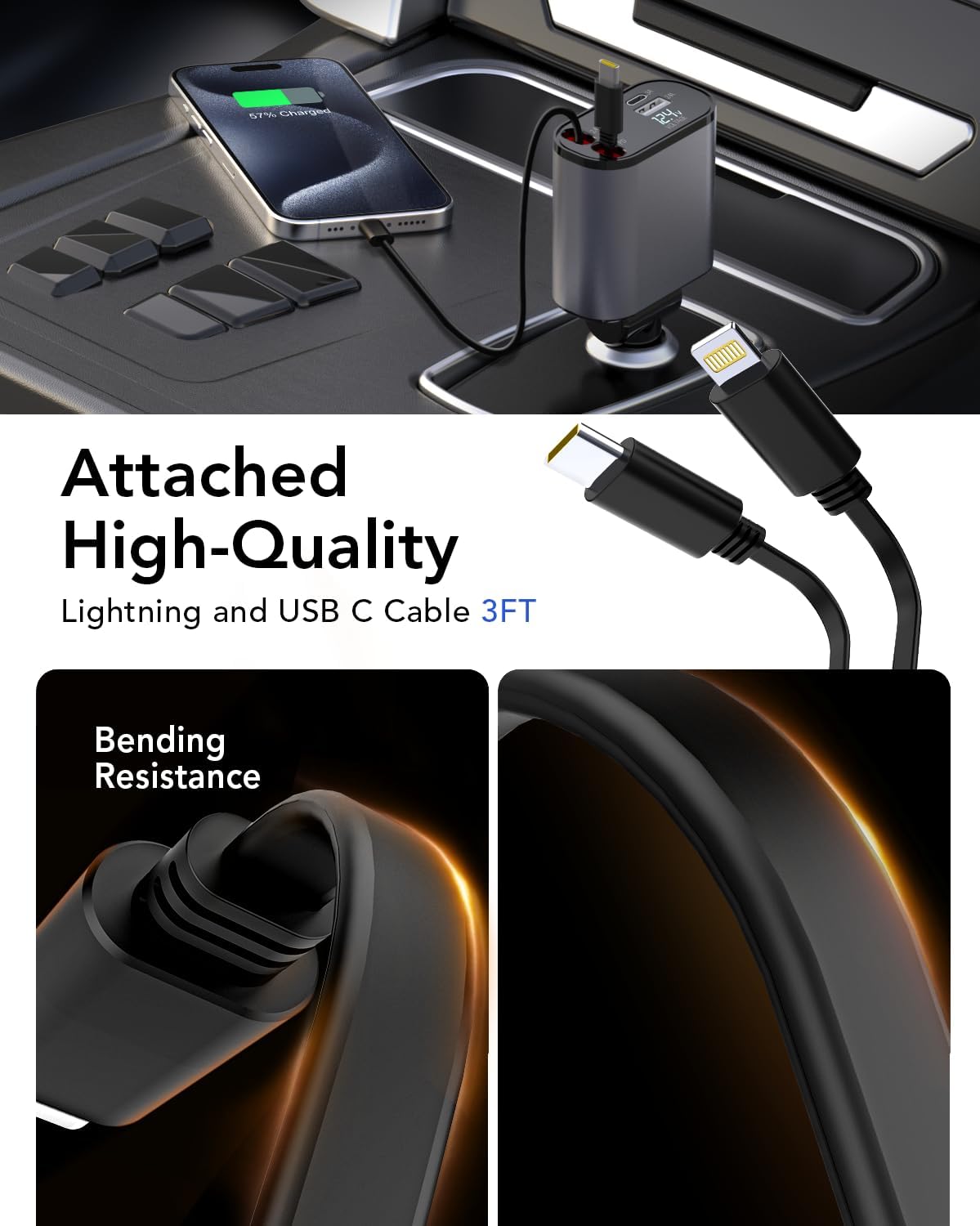 4-in-1 Retractable Phone Car Charger