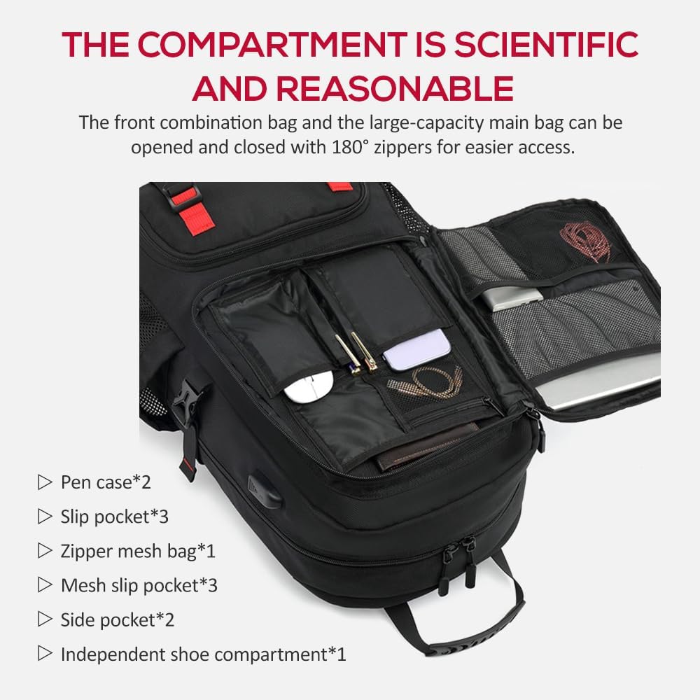 Large Outdoor Travel Backpack with USB Port and Shoe Compartment – Perfect for Hiking, Camping, Trekking, and Mountaineering