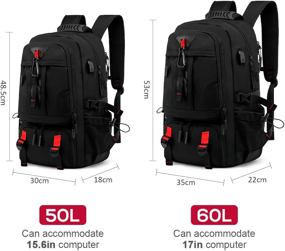 Large Outdoor Travel Backpack with USB Port and Shoe Compartment – Perfect for Hiking, Camping, Trekking, and Mountaineering