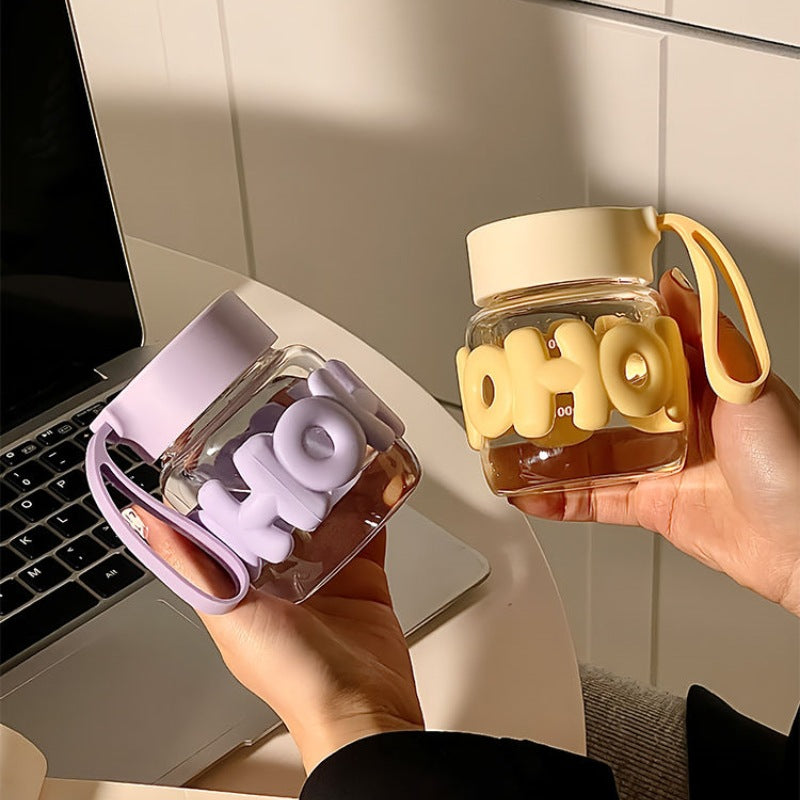 Cute Glass Bottle With Silicone Grip