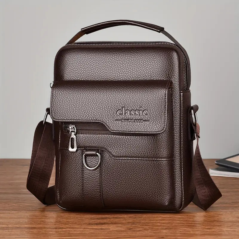 Classic PU Leather Business Crossbody Handbag