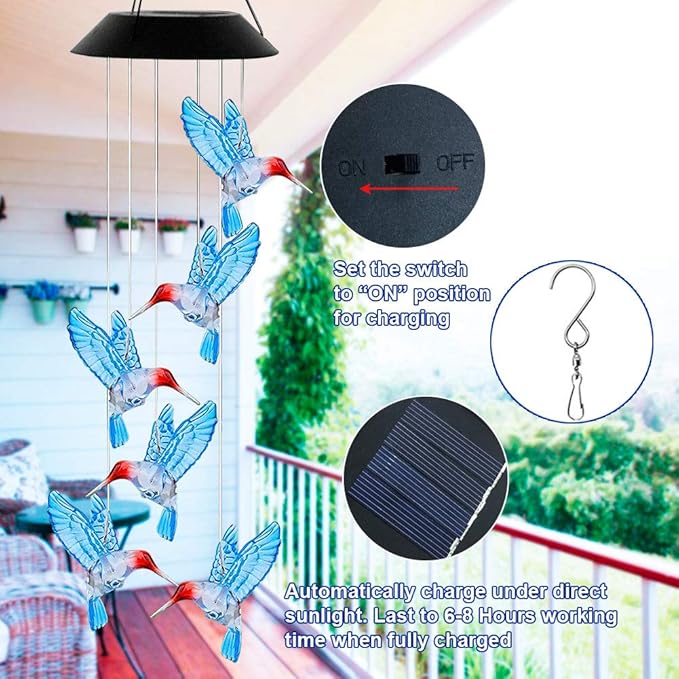 Solar Powered Wind Chimes with LED