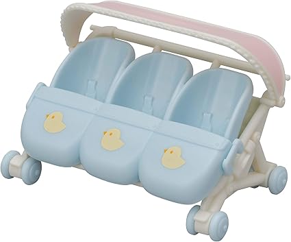 Mini Cat Dolls with Triple Stroller Playset