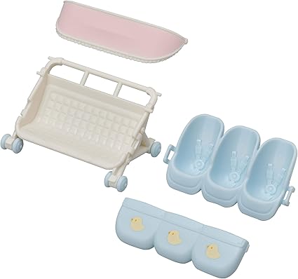 Mini Cat Dolls with Triple Stroller Playset