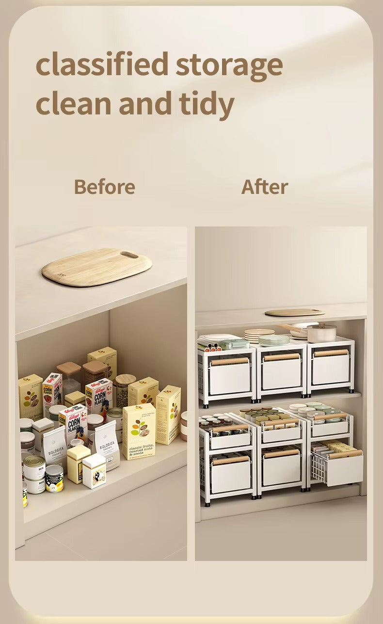 Easy Pull-Out Storage Rack For Kitchen