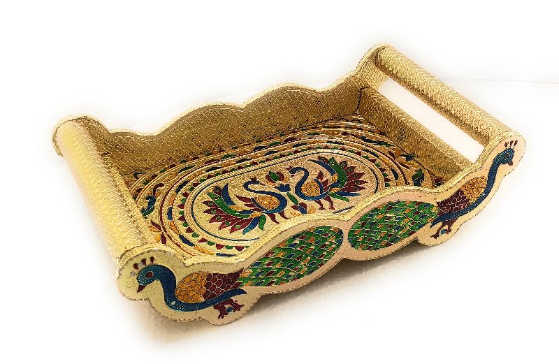 Meenakari Peacock Design Stainless Steel Glass Set