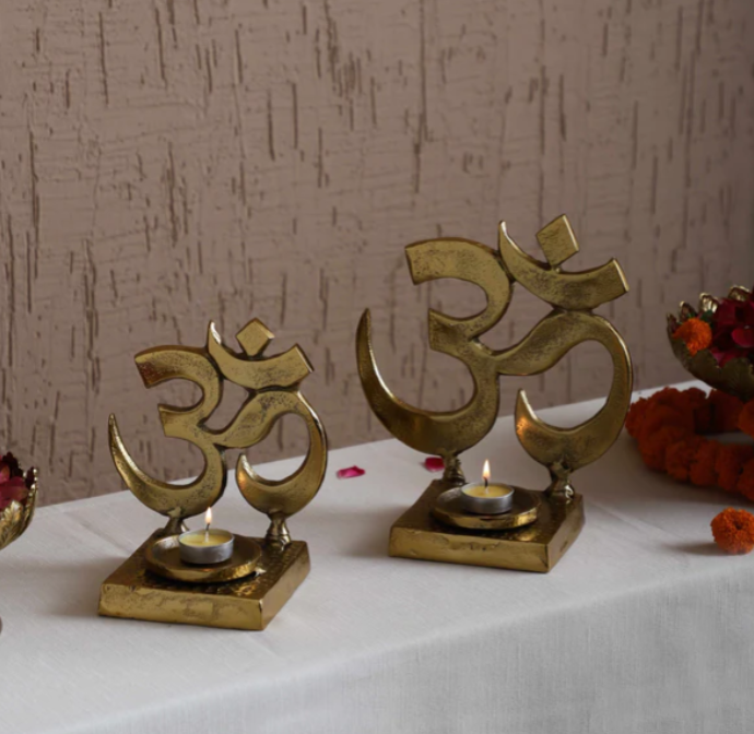 Auspicious Om Candle Holder Set
