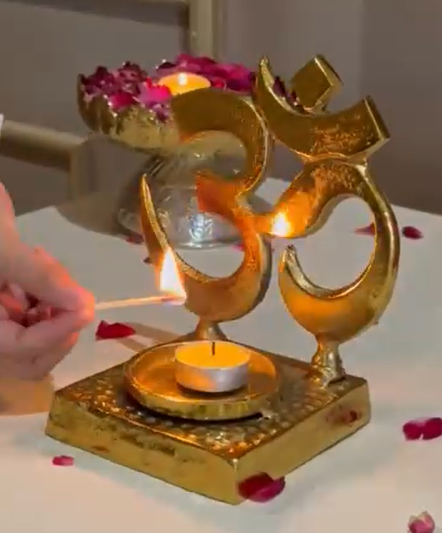 Auspicious Om Candle Holder Set