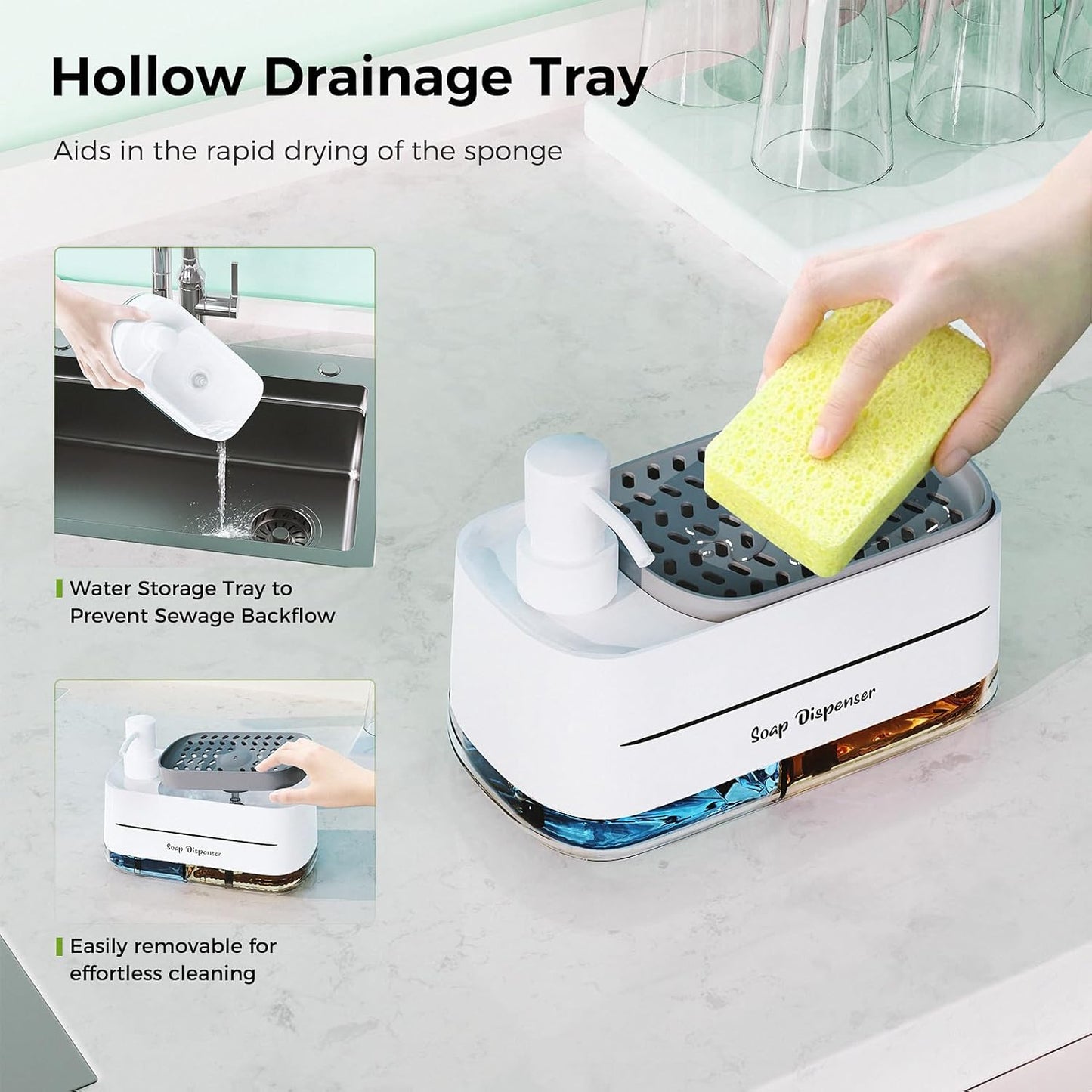 4-in-1 Soap Dispenser Set with Sponge Holder