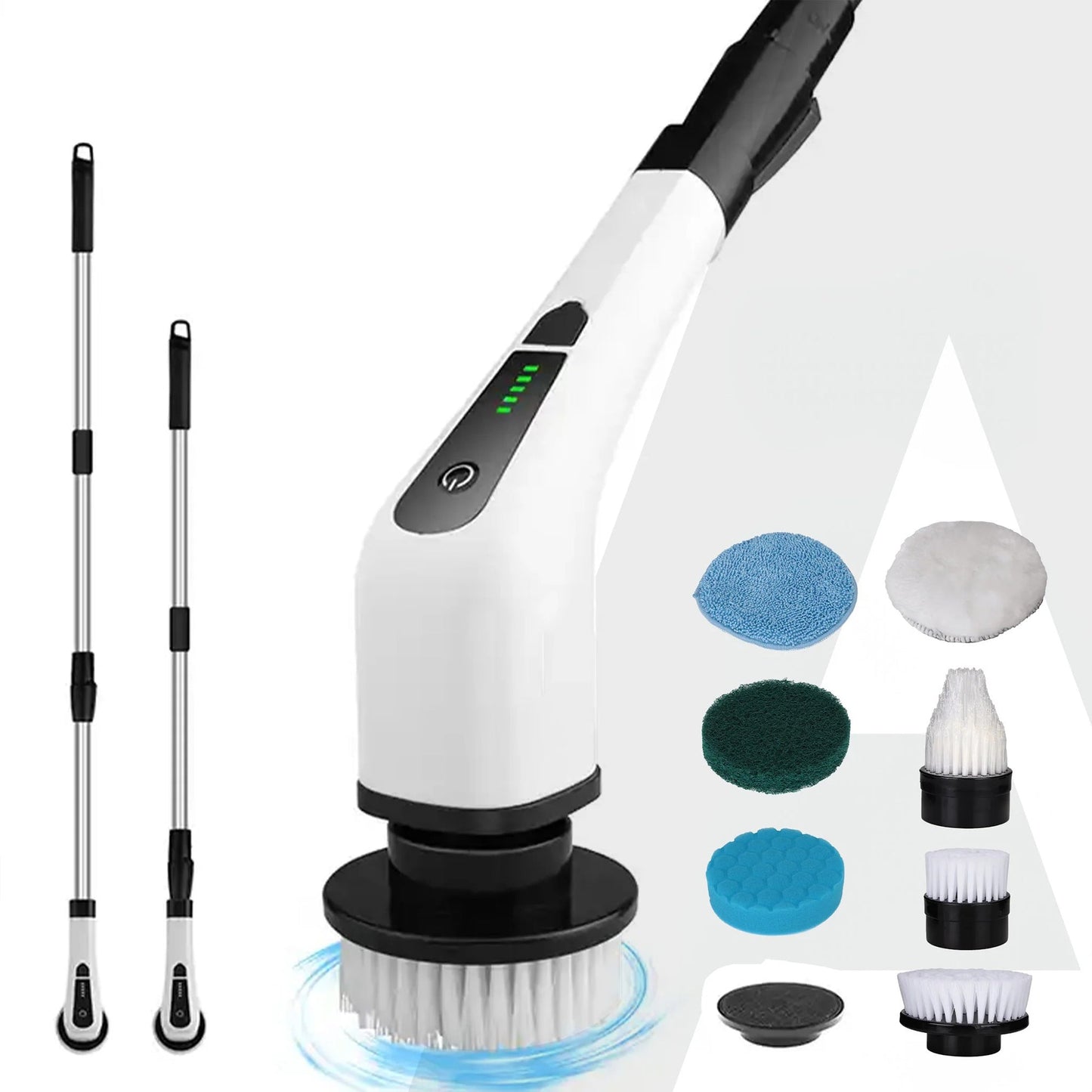 PowerSpin Electric Scrubber - 400 RPM with 8 Replaceable Heads, 90-Min Run time