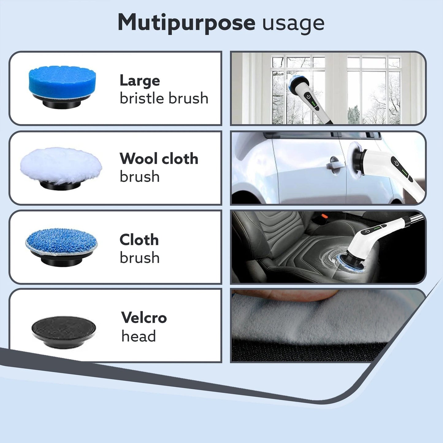 PowerSpin Electric Scrubber - 400 RPM with 8 Replaceable Heads, 90-Min Run time