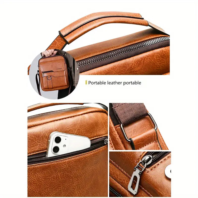 Classic PU Leather Business Crossbody Handbag