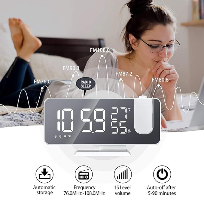 Projection Alarm Clock with Digital Mirror Display
