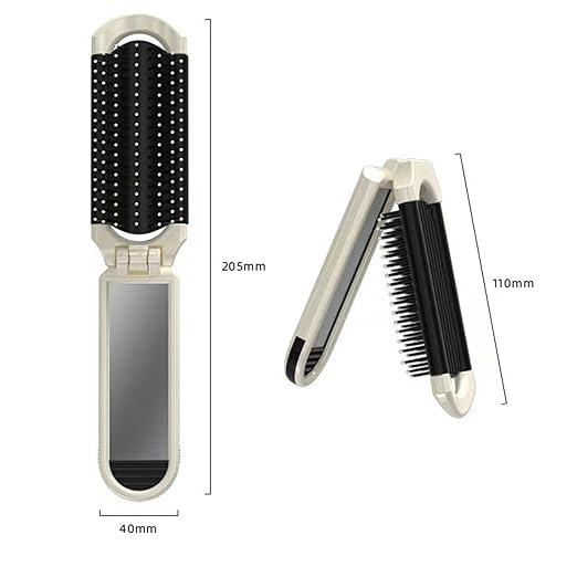 Folded Hair Comb with Built-in Mirror