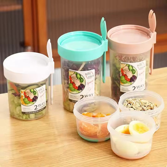 Dual-Compartment Smart Meal Multicolor Containers (Set of 3)