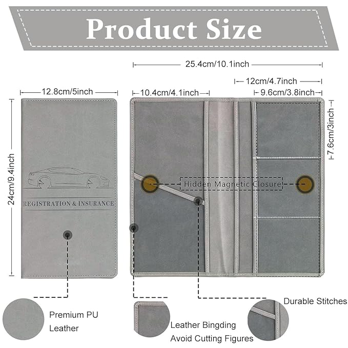 Car Document Holder with Magnetic Closure