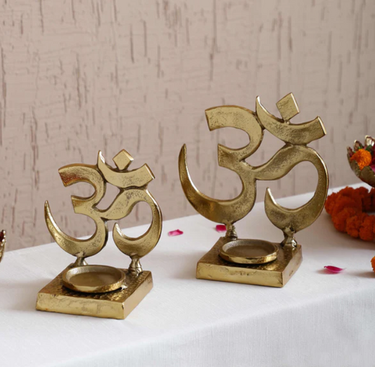 Auspicious Om Candle Holder Set