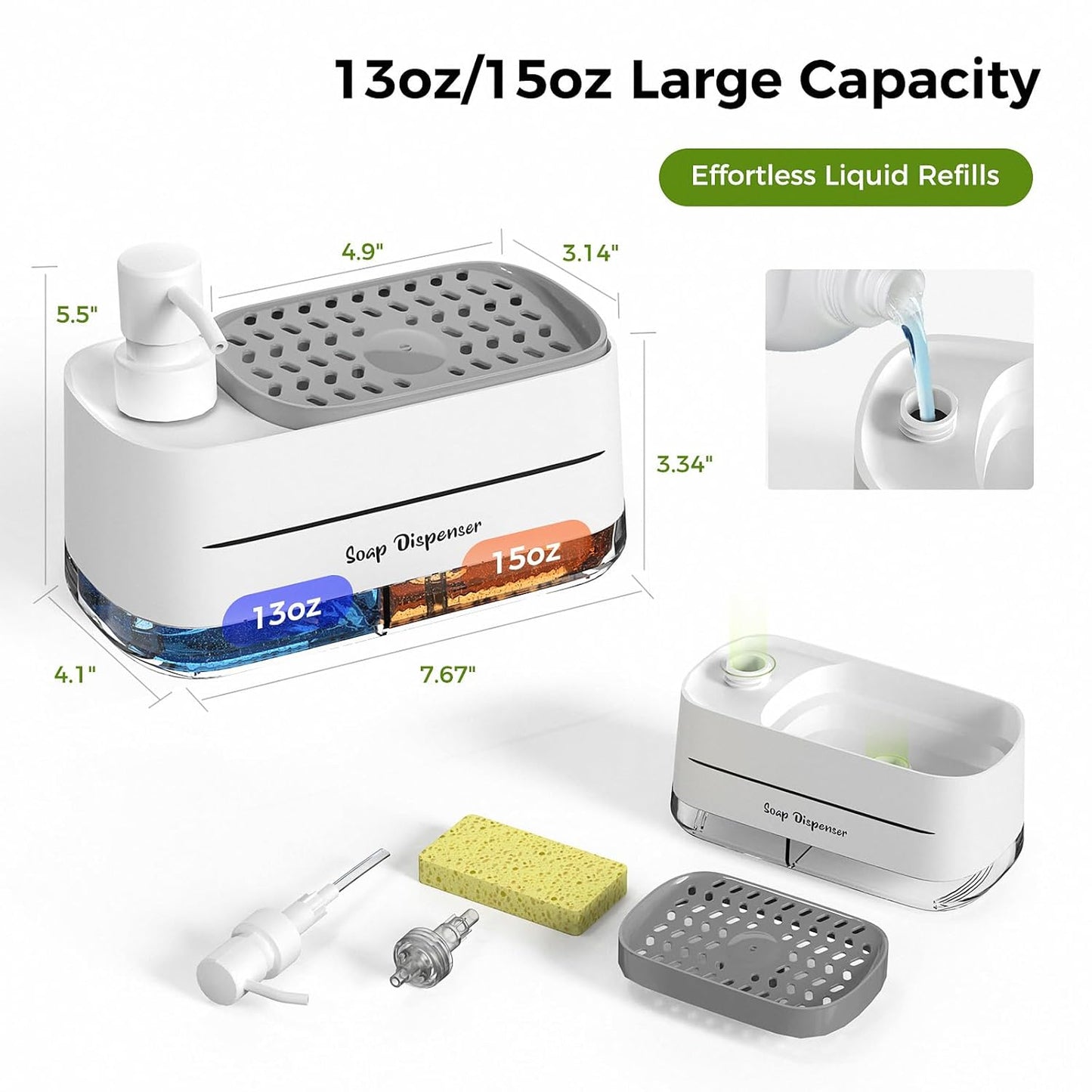 4-in-1 Soap Dispenser Set with Sponge Holder