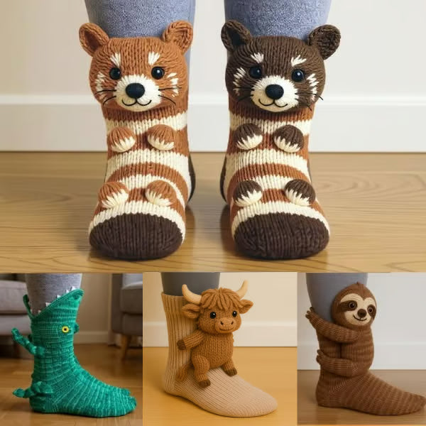 3D Knit Animal Socks